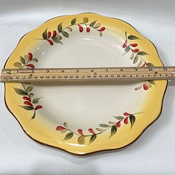 Better Homes And Gardens Deep 1 Dinner Plate 11 Inches Round Scalloped Brown Rim - Picture 7 of 11